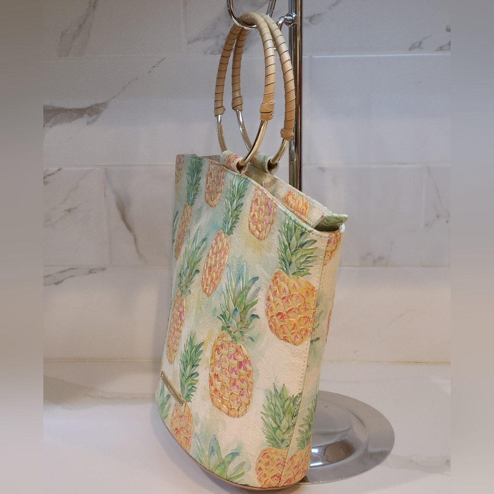 Brahmin Bowie Mod in Multi Pompano Pineapple Satchel Shoulder bag Pristine - Picture 9 of 10